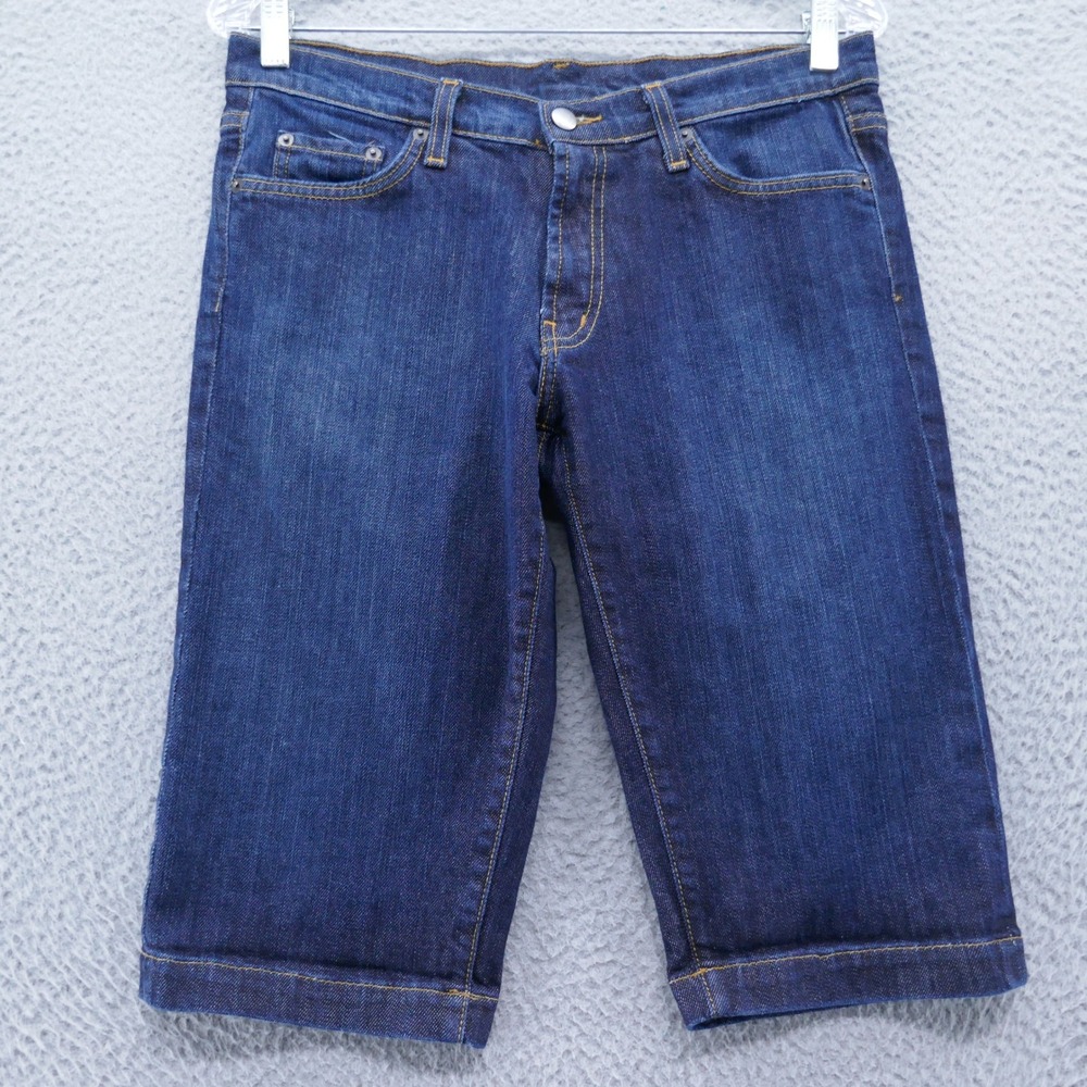Garnet Hill Womens Dark Wash Denim Bermuda Shorts Size 30 Made in USA 14757